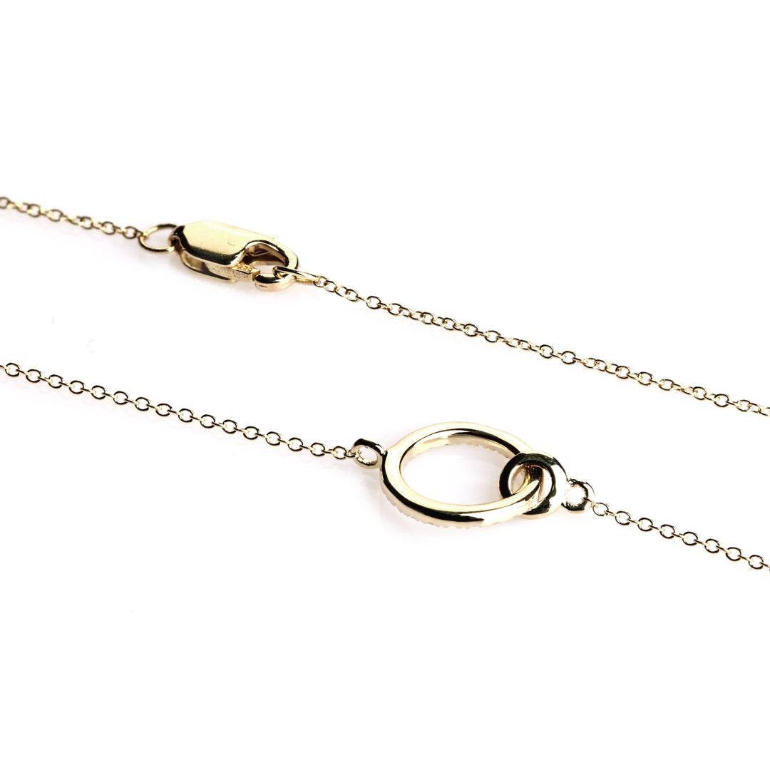 0.09 Cts White Diamond Necklace in 14K Yellow Gold