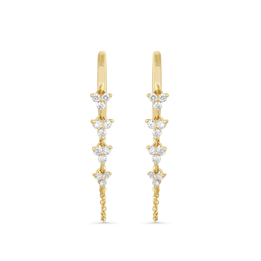 0.27 Cts White Diamond Earring in 14K Yellow Gold