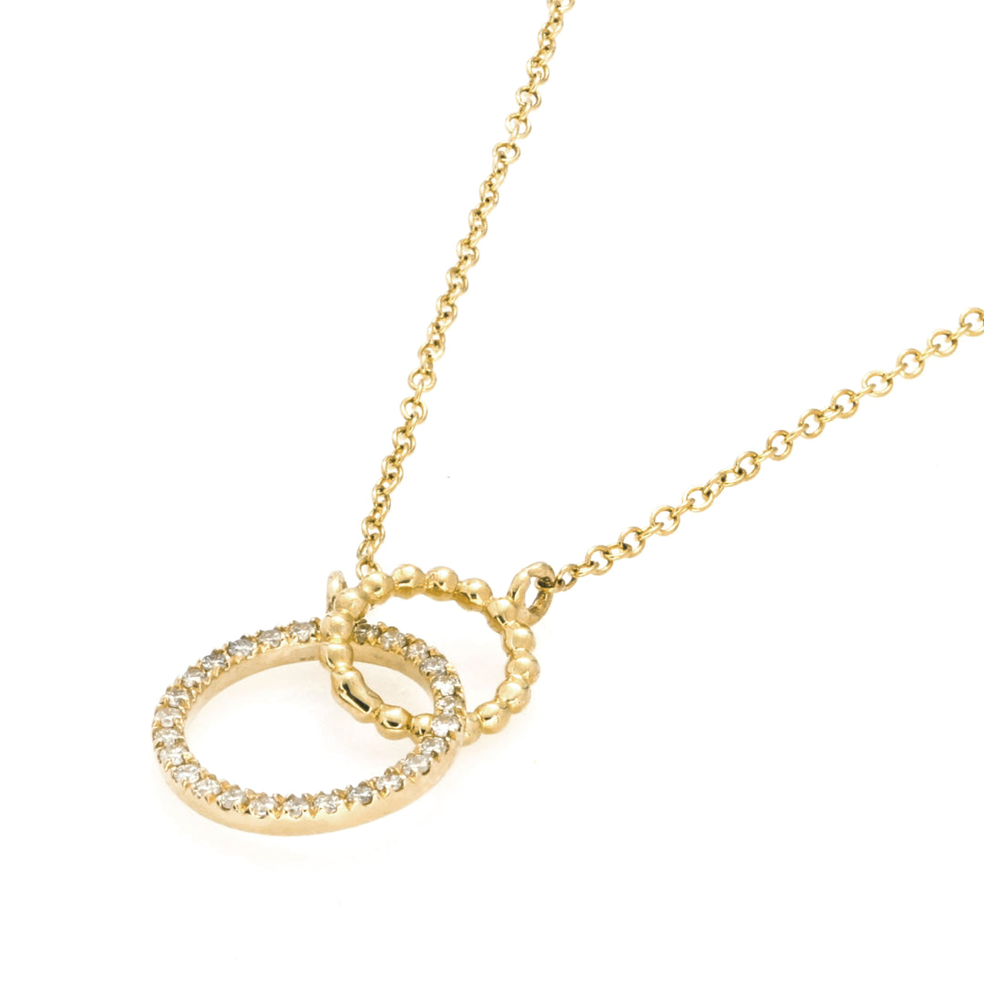 0.07 Cts White Diamond Necklace in 14K Yellow Gold