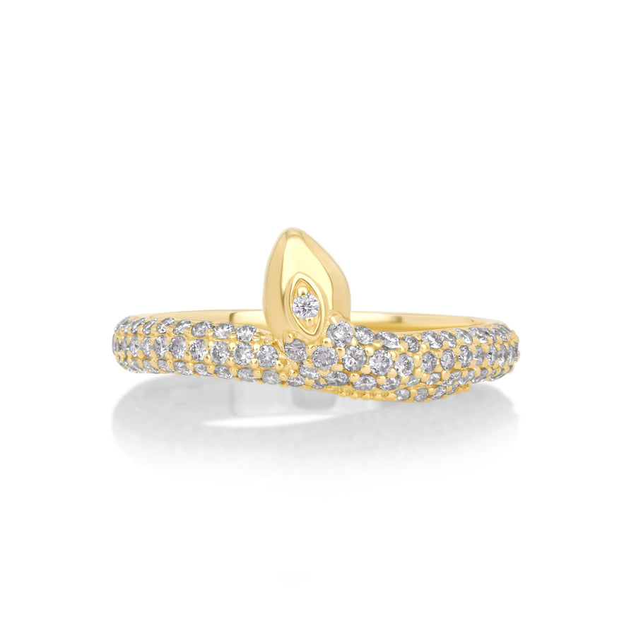 0.55 Cts White Diamond Ring in 14K Yellow Gold