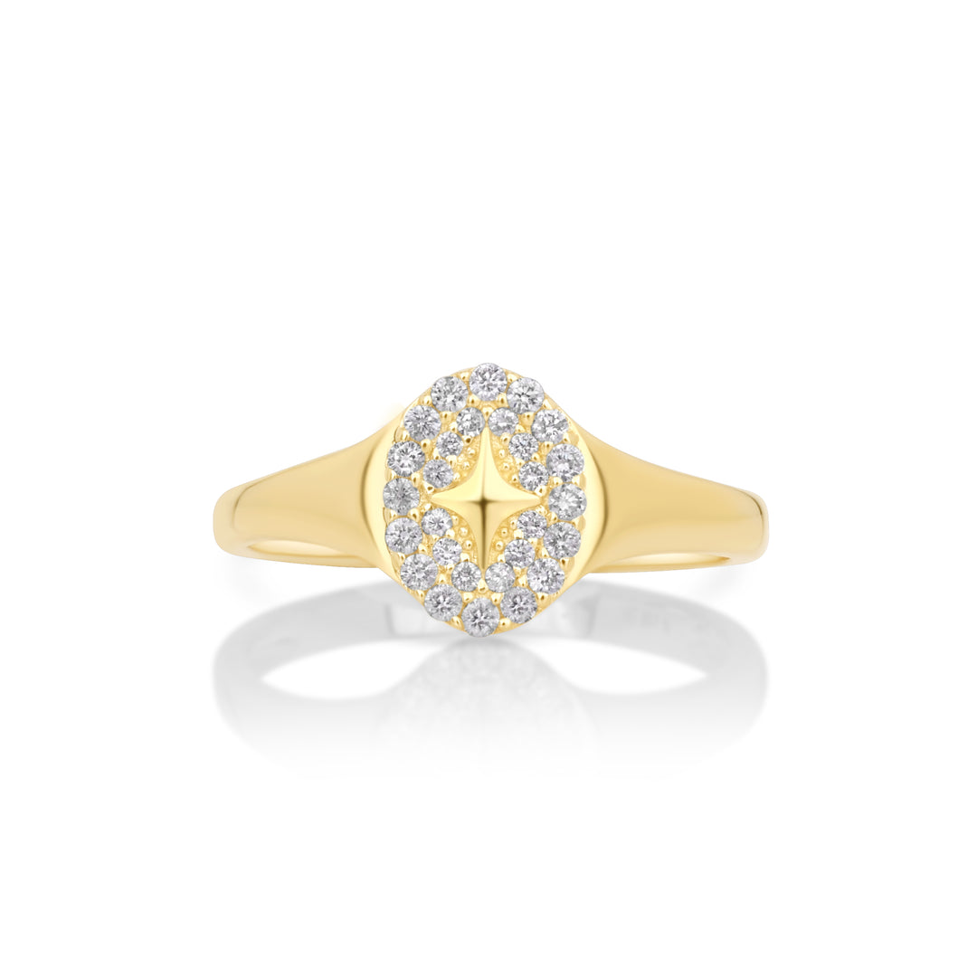 0.21 Cts White Diamond Ring in 14K Yellow Gold