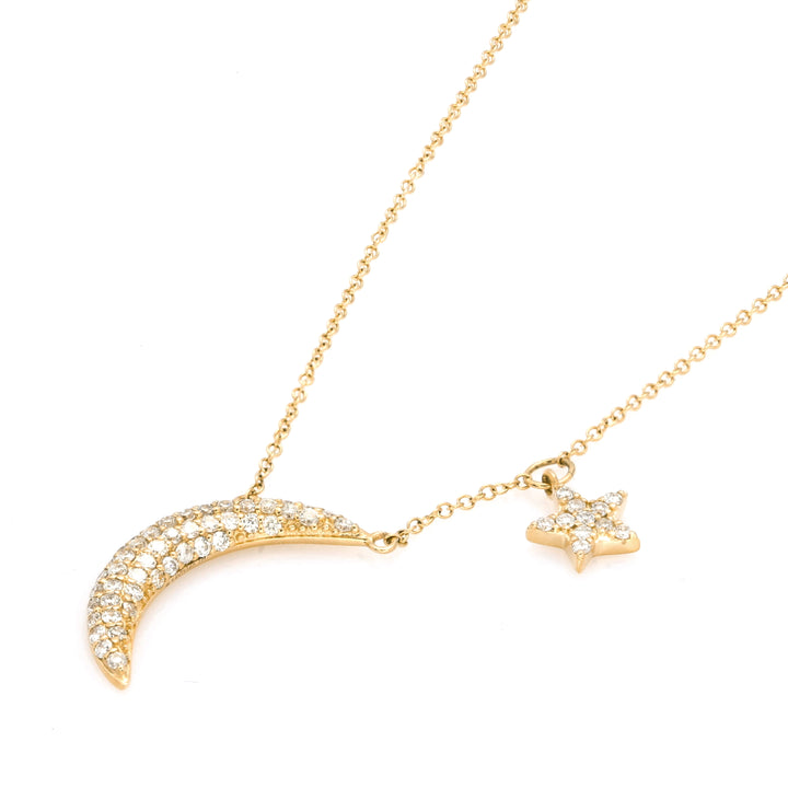 0.24 Cts White Diamond Necklace in 14K Yellow Gold