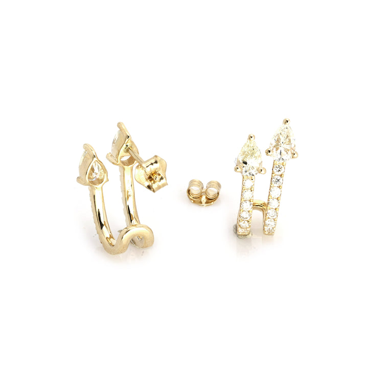 1.12 Cts White Diamond Earring in 14K Yellow Gold