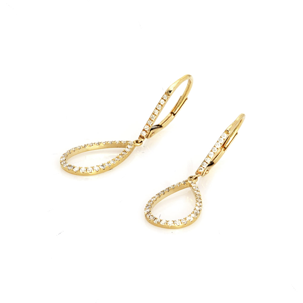 0.45 Cts White Diamond Earring in 14K Yellow Gold