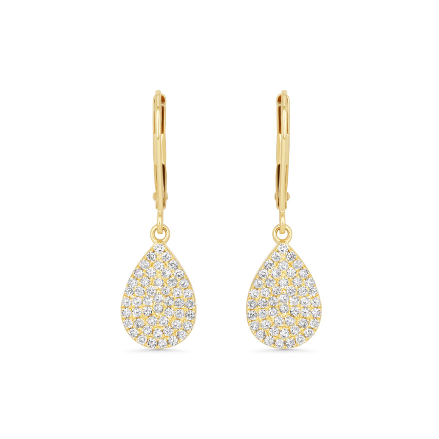 0.55 Cts White Diamond Earring in 14K Yellow Gold