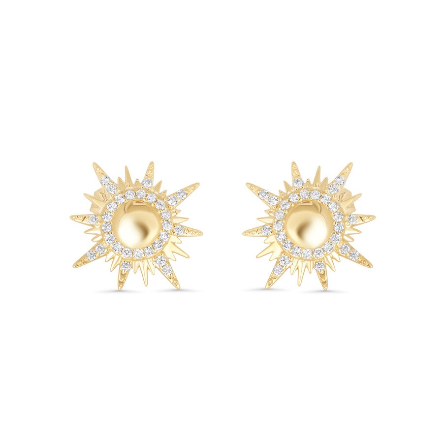 0.25 Cts White Diamond Earring in 14K Yellow Gold