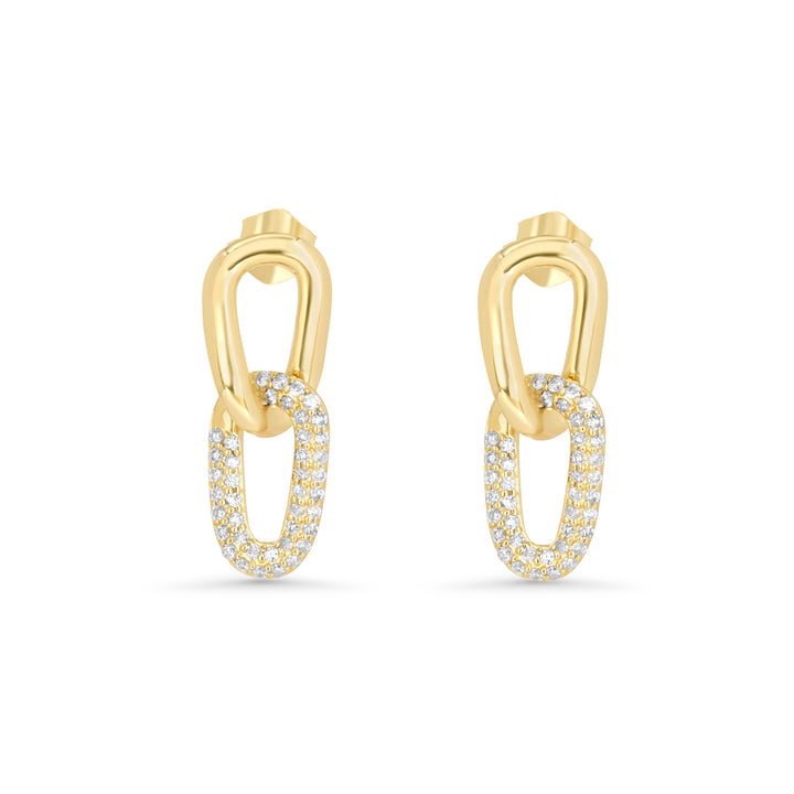 0.36 Cts White Diamond Earring in 14K Yellow Gold