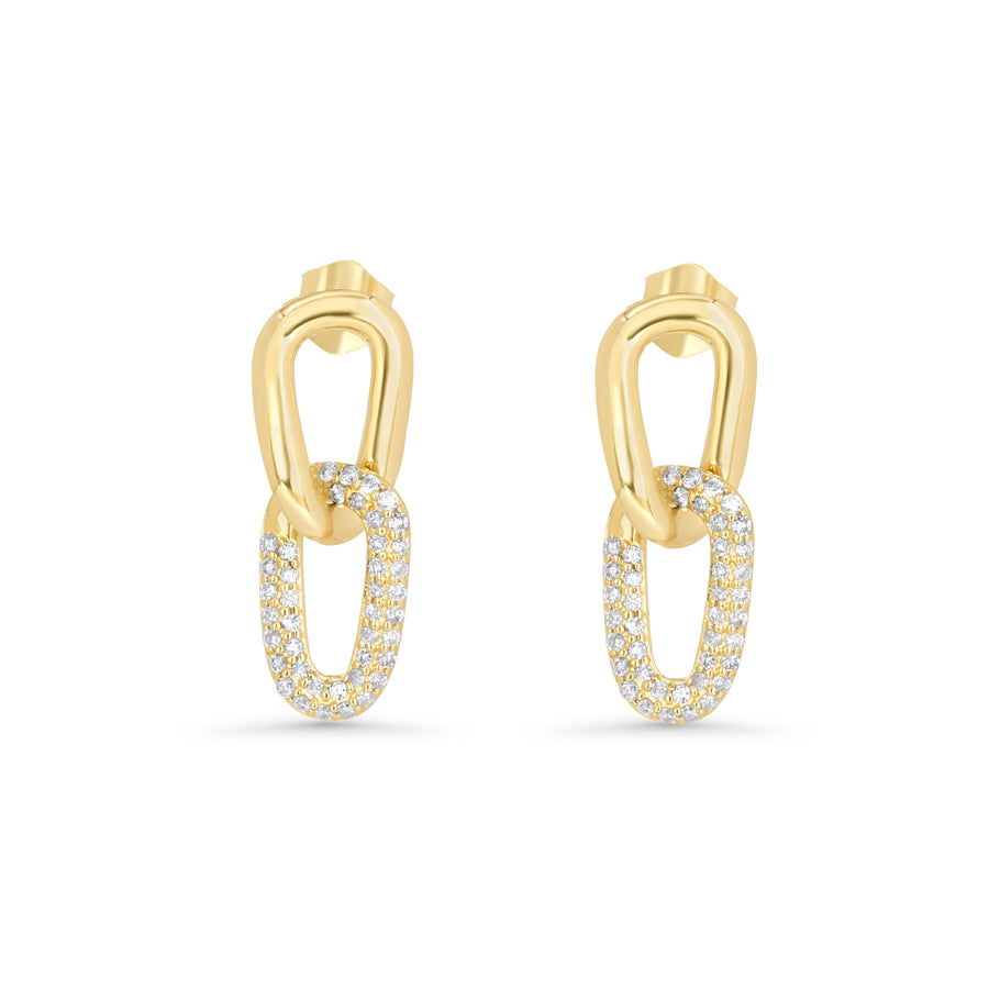 0.36 Cts White Diamond Earring in 14K Yellow Gold
