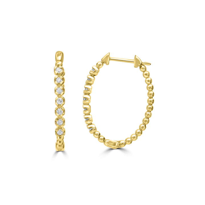 0.15 Cts White Diamond Hoop Earring in 14K Yellow Gold