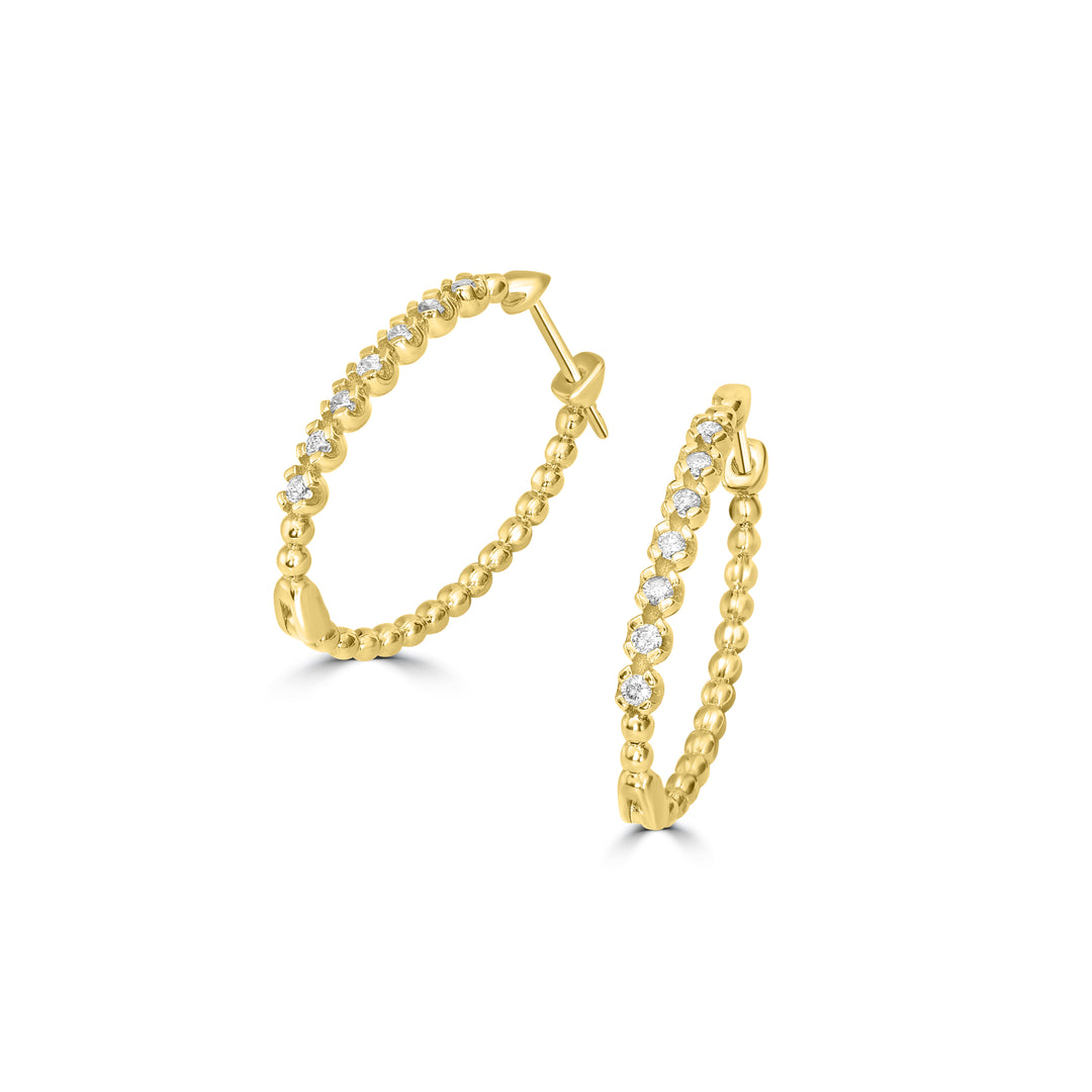 0.15 Cts White Diamond Hoop Earring in 14K Yellow Gold