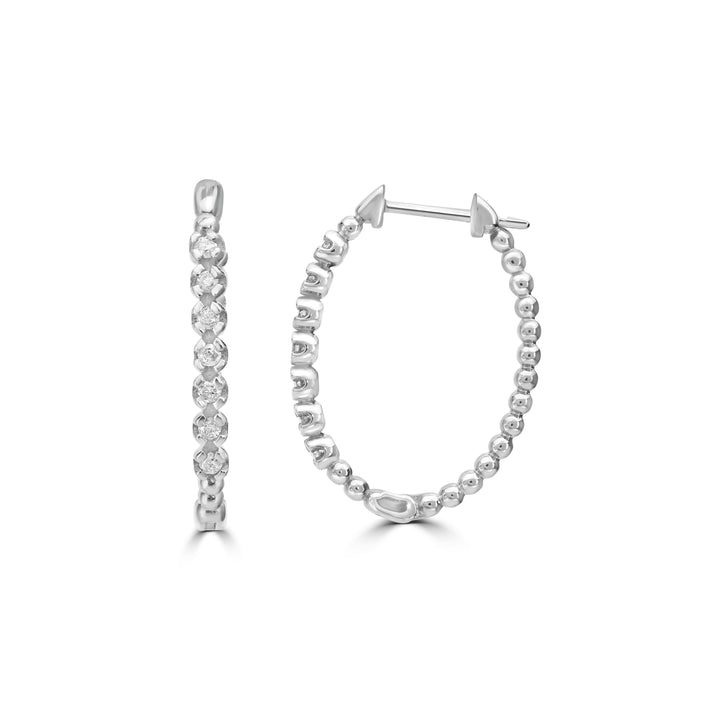 0.15 Cts White Diamond Hoop Earring in 14K White Gold