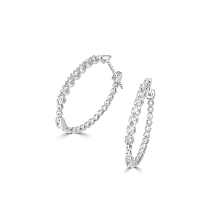 0.15 Cts White Diamond Hoop Earring in 14K White Gold