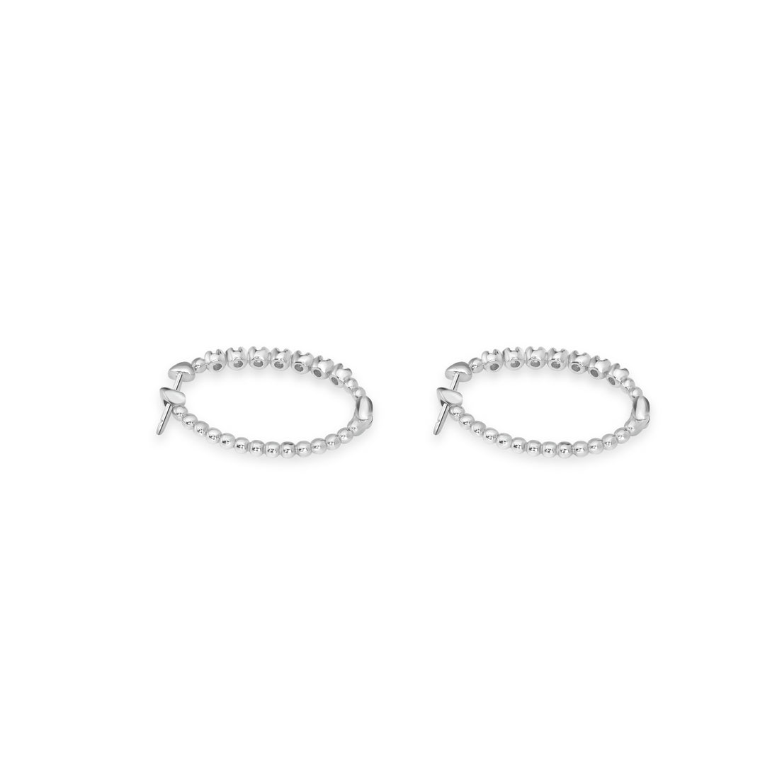 0.15 Cts White Diamond Hoop Earring in 14K White Gold