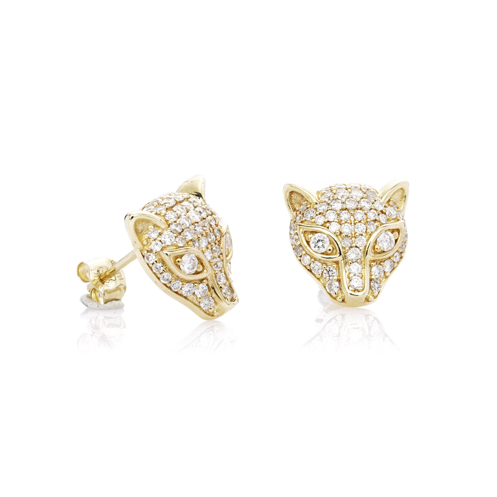 0.64 Cts White Diamond Earring in 14K Yellow Gold