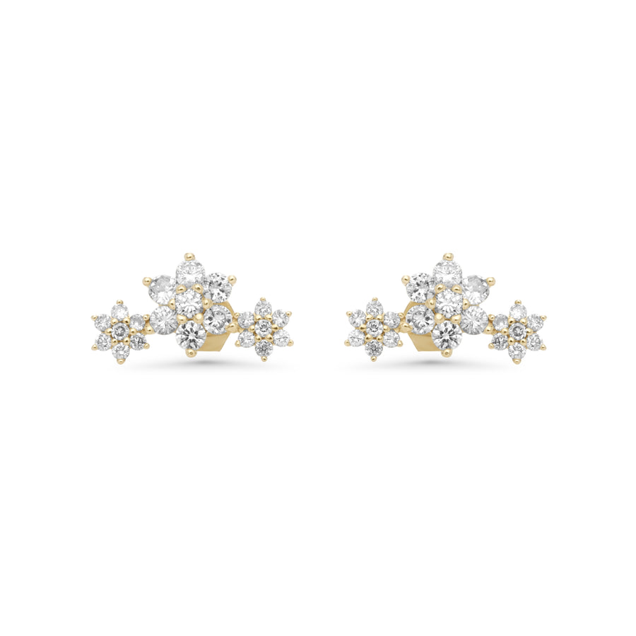 0.73 Cts White Diamond Earring in 14K Yellow Gold