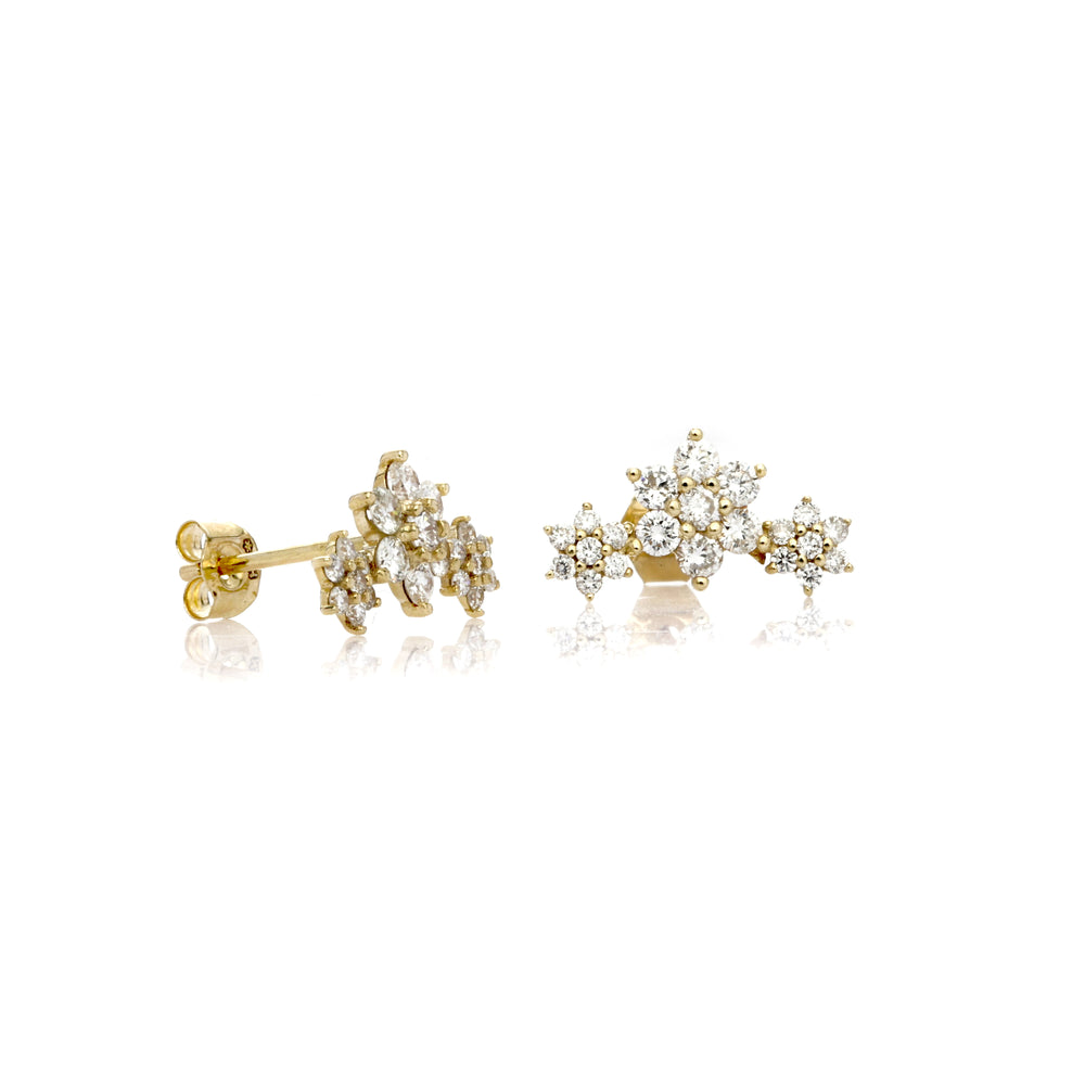 0.73 Cts White Diamond Earring in 14K Yellow Gold