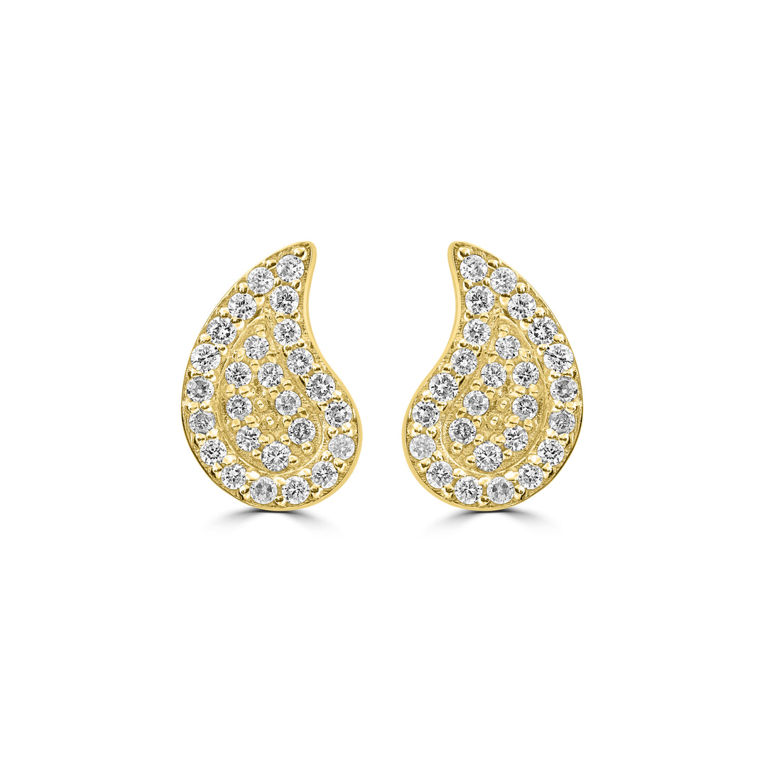 0.16 Cts White Diamond Stud Earring in 14K Yellow Gold