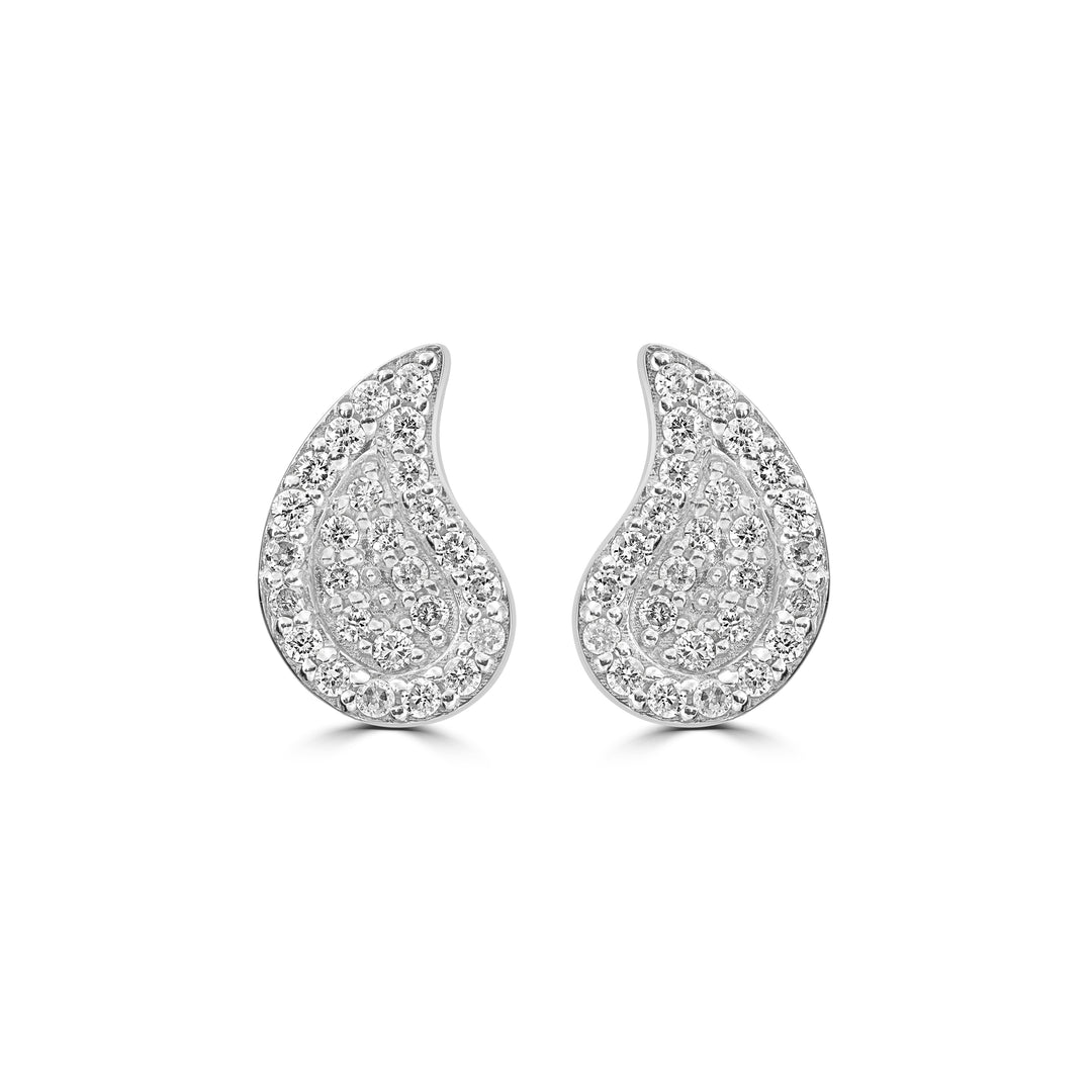 0.16 Cts White Diamond Stud Earring in 14K White Gold