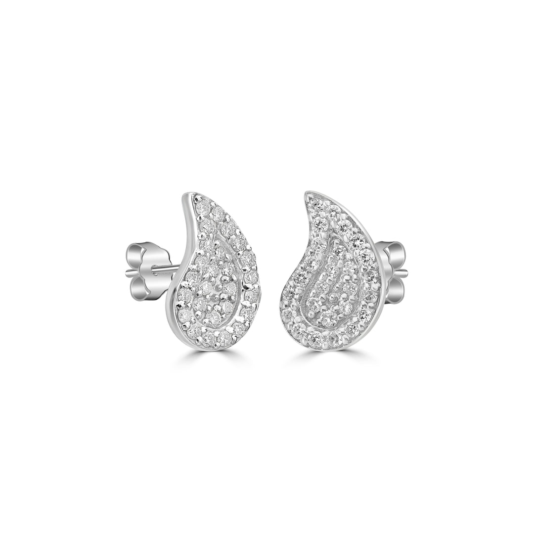 0.16 Cts White Diamond Stud Earring in 14K White Gold