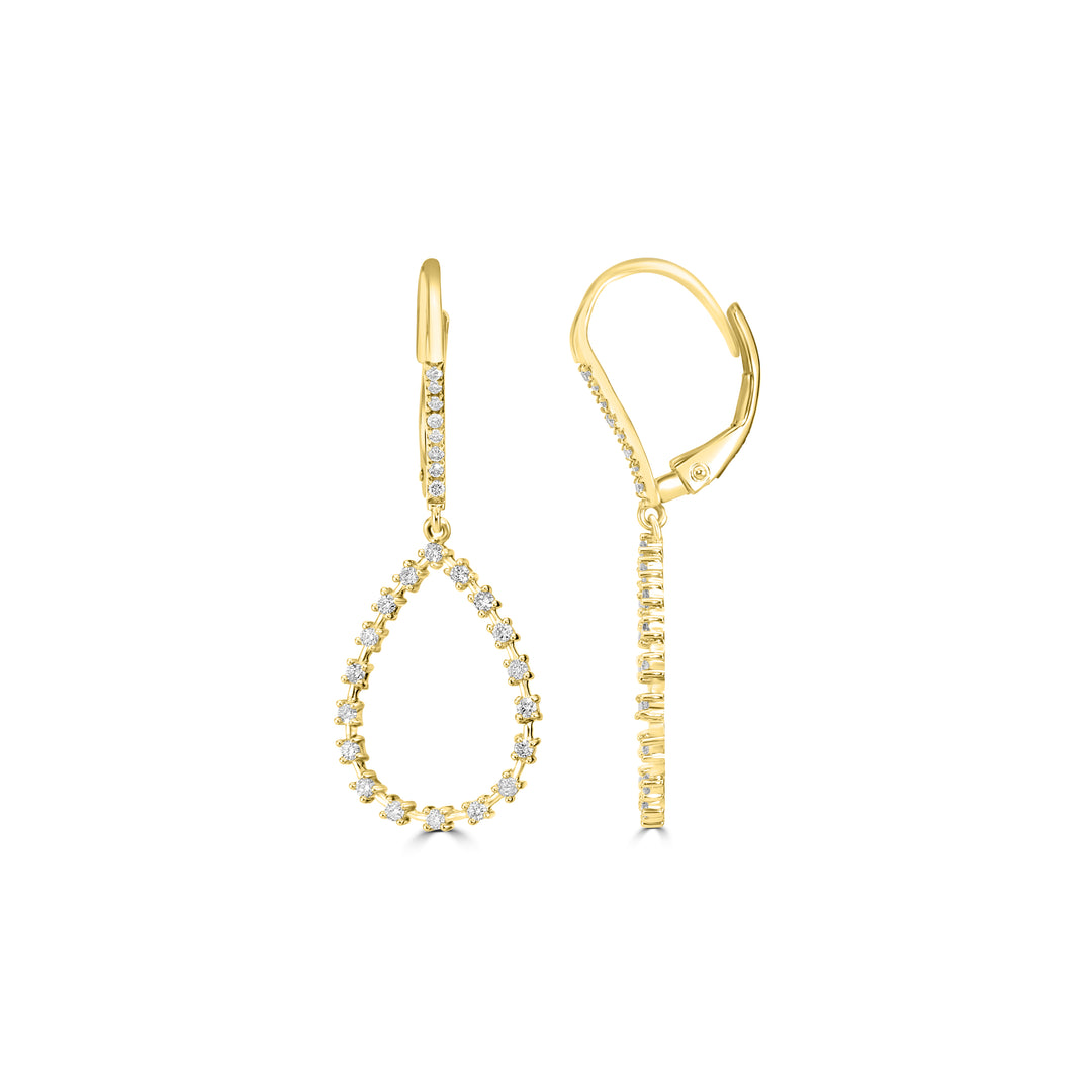 0.48 Cts White Diamond Dangle Earring in 14K Yellow Gold