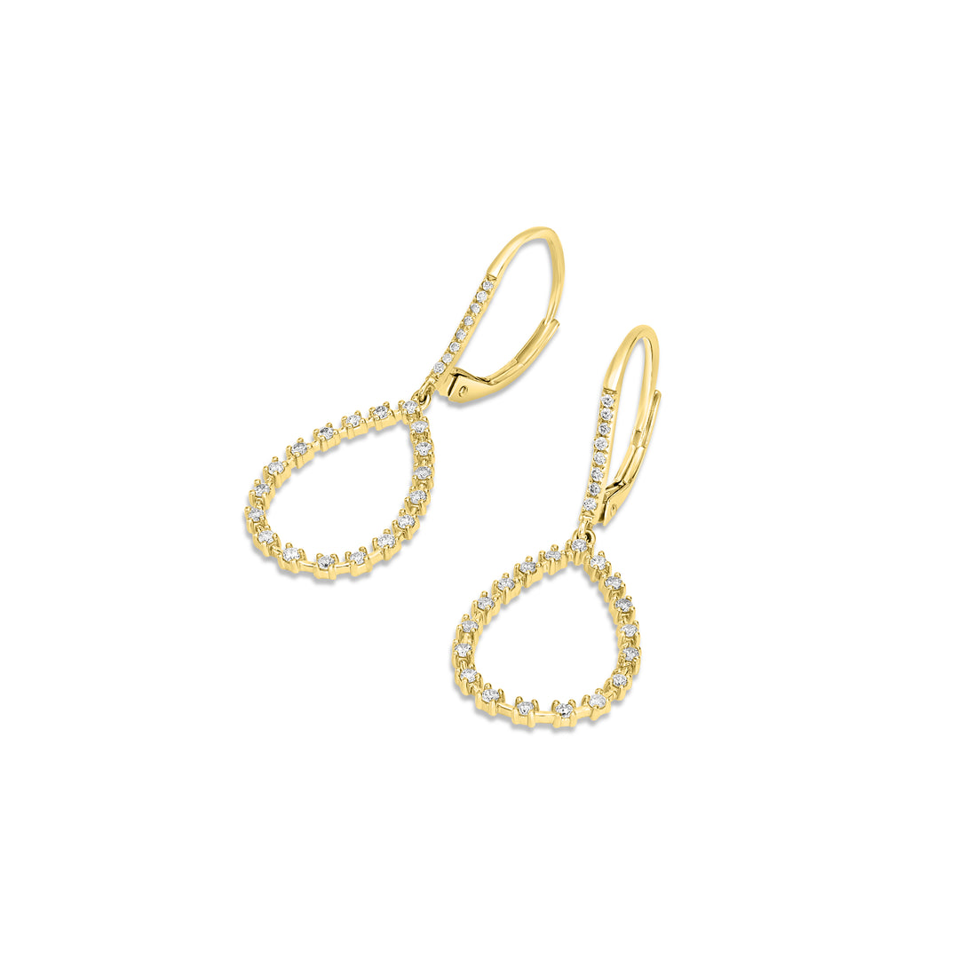 0.48 Cts White Diamond Dangle Earring in 14K Yellow Gold