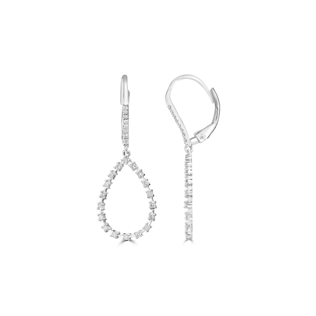 0.48 Cts White Diamond Dangle Earring in 14K White Gold