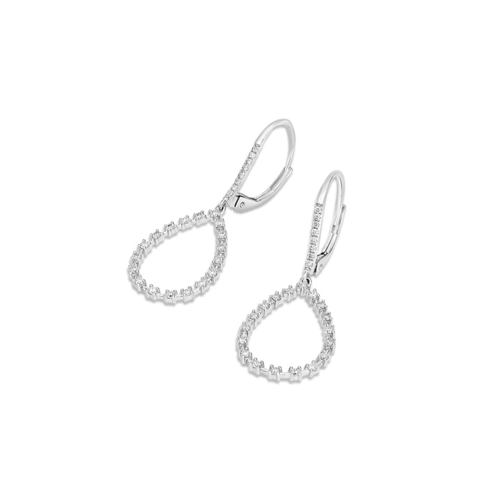 0.48 Cts White Diamond Dangle Earring in 14K White Gold