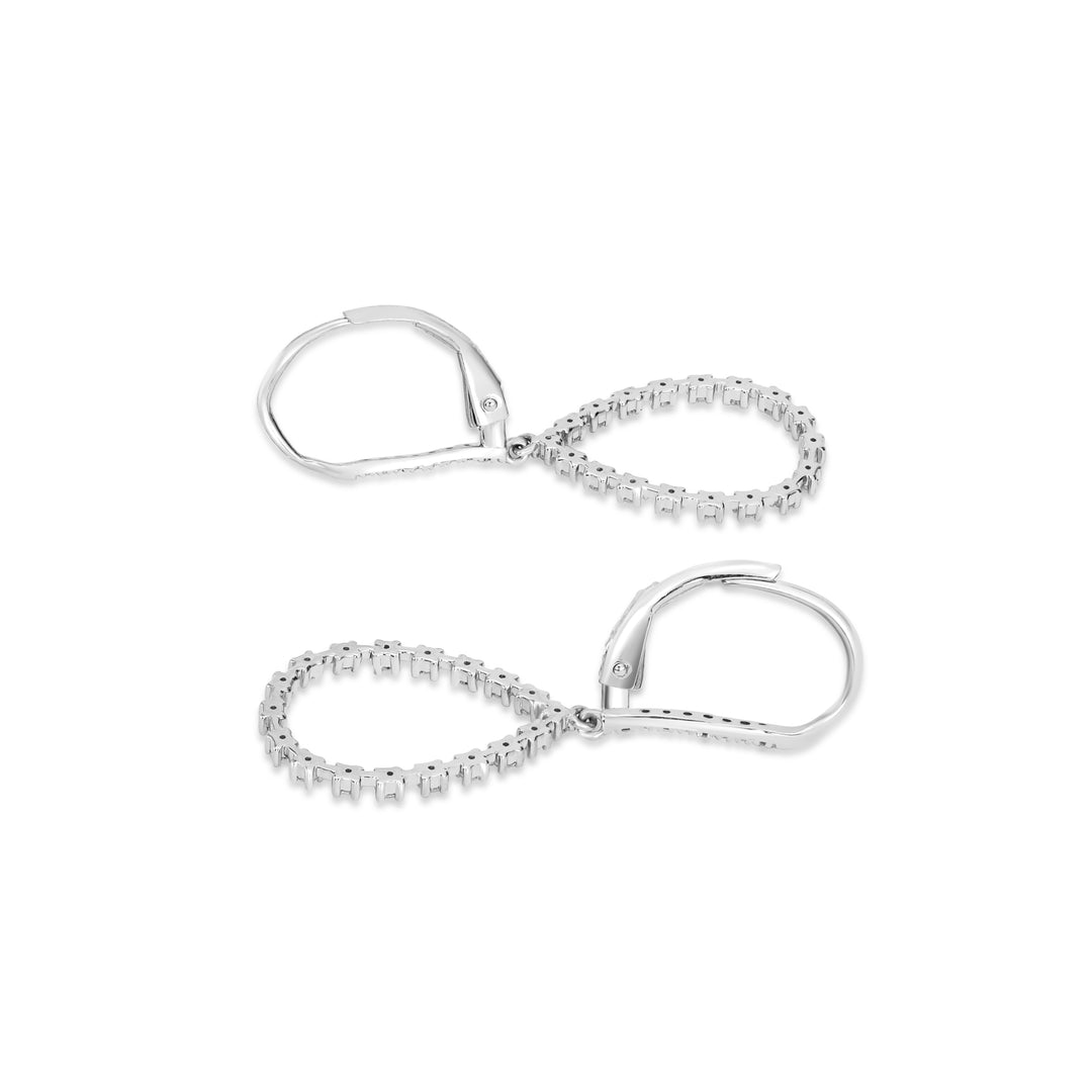 0.48 Cts White Diamond Dangle Earring in 14K White Gold