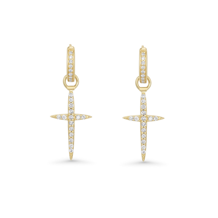 0.42 Cts White Diamond Earring in 14K Yellow Gold
