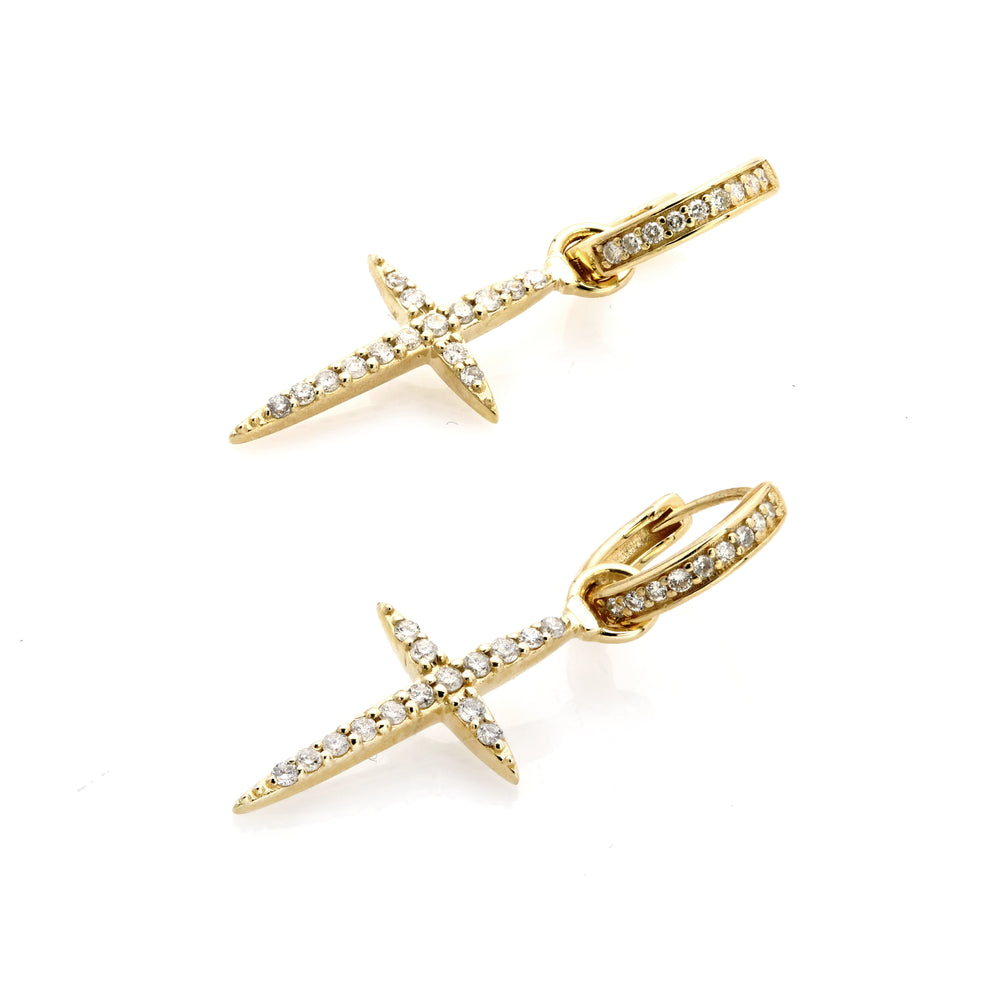 0.42 Cts White Diamond Earring in 14K Yellow Gold
