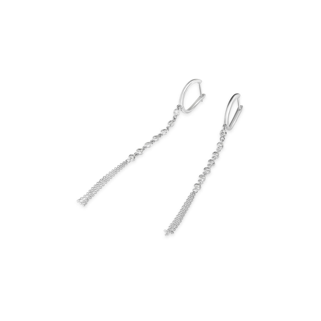 0.32 Cts White Diamond Earring in 14K White Gold