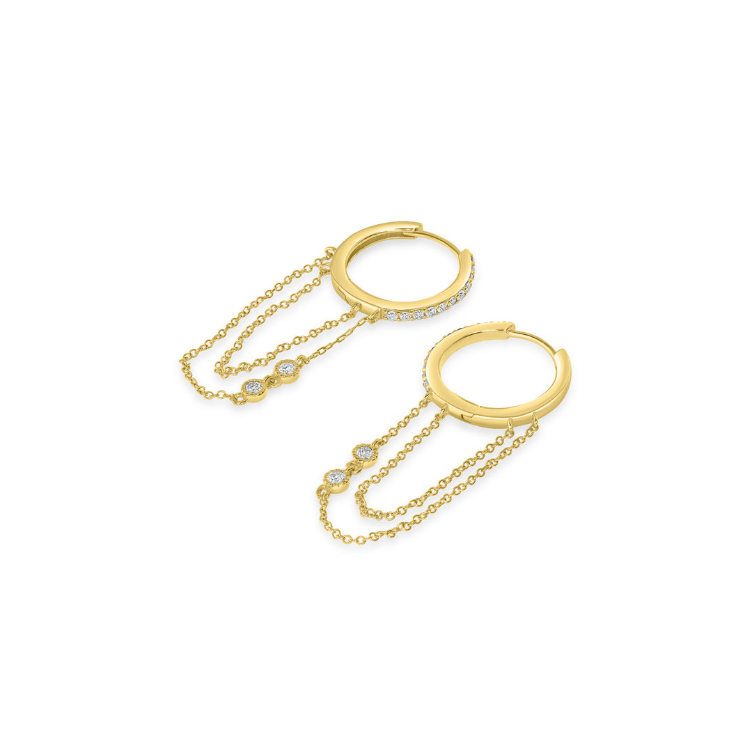 0.24 Cts White Diamond Earring in 14K Yellow Gold