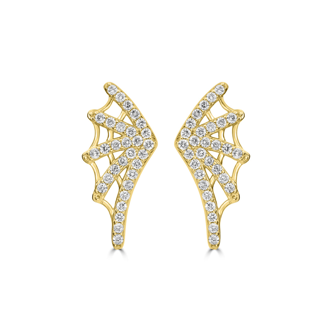 0.41 Cts White Diamond Stud Earring in 14K Yellow Gold