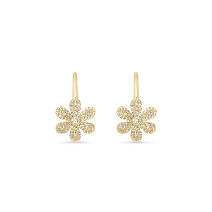 0.71 Cts White Diamond Earring in 14K Yellow Gold