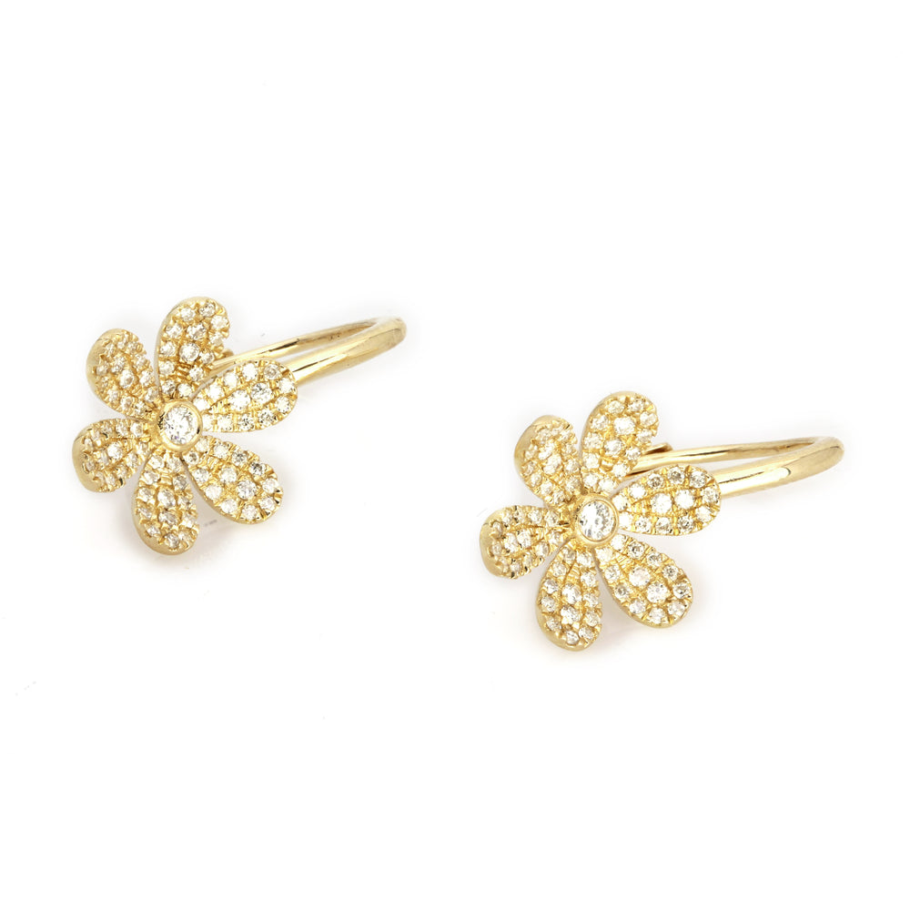 0.71 Cts White Diamond Earring in 14K Yellow Gold