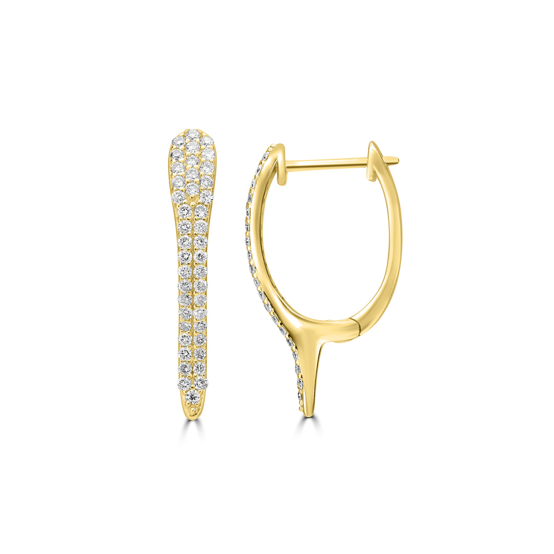 0.34 Cts White Diamond Hoop Earring in 14K Yellow Gold