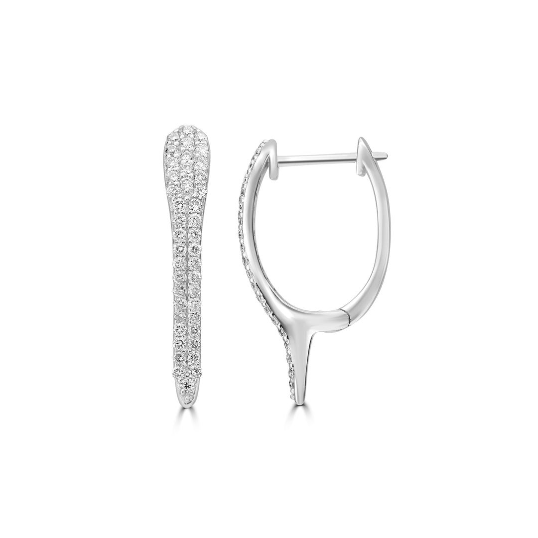 0.34 Cts White Diamond Hoop Earring in 14K White Gold