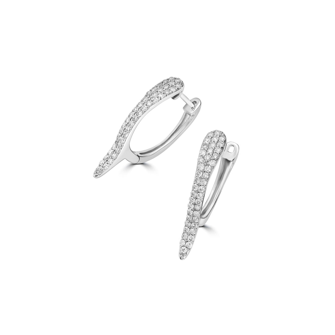 0.34 Cts White Diamond Hoop Earring in 14K White Gold