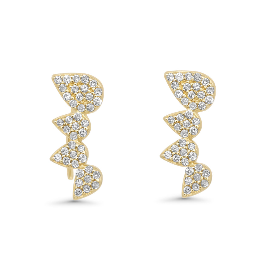 0.31 Cts White Diamond Earring in 14K Yellow Gold