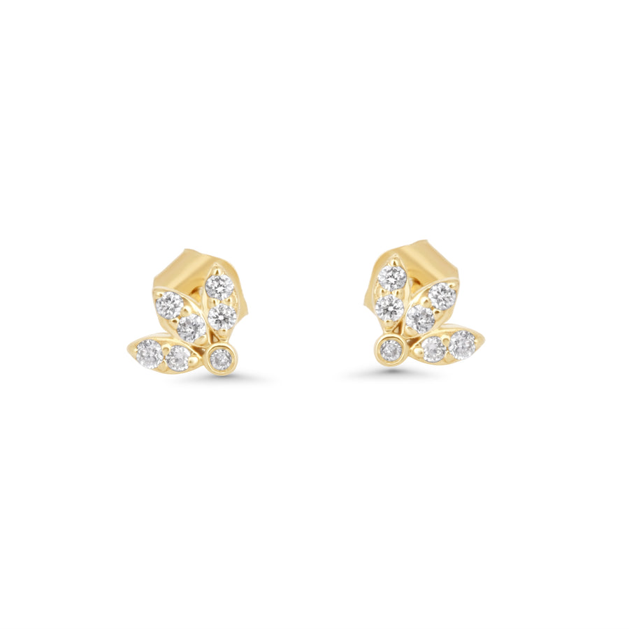 0.09 Cts White Diamond Earring in 14K Yellow Gold