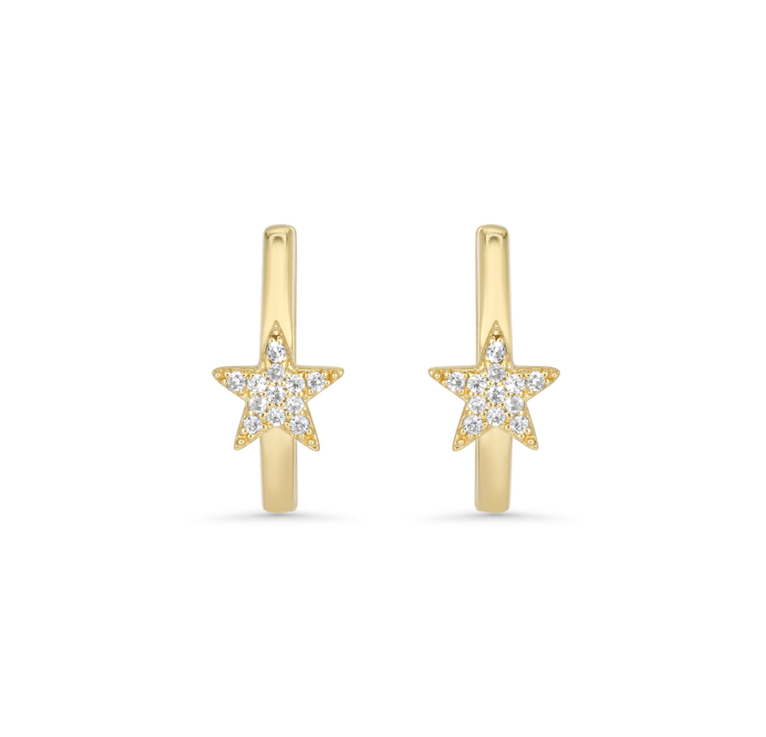 0.1 Cts White Diamond Earring in 14K Yellow Gold