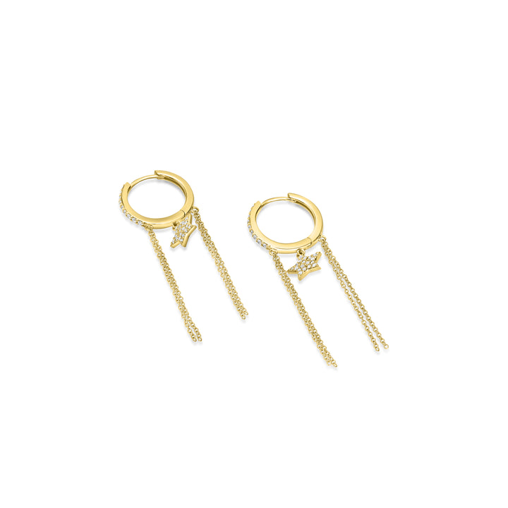 0.29 Cts White Diamond Star Earring in 14K Yellow Gold