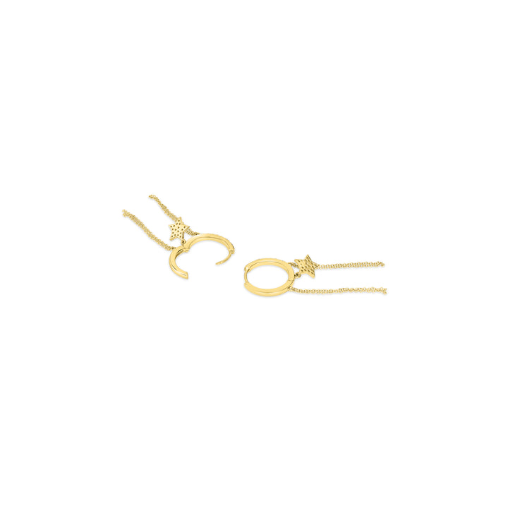 0.29 Cts White Diamond Star Earring in 14K Yellow Gold