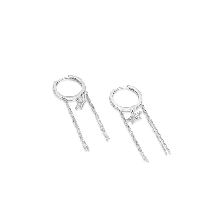 0.29 Cts White Diamond Star Earring in 14K White Gold