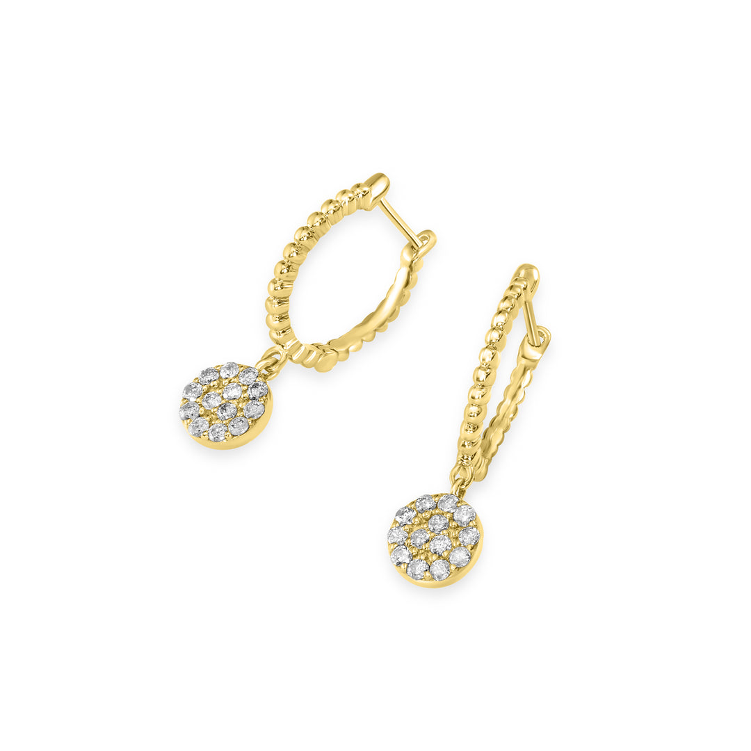 0.17 Cts White Diamond Dangle Earring in 14K Yellow Gold