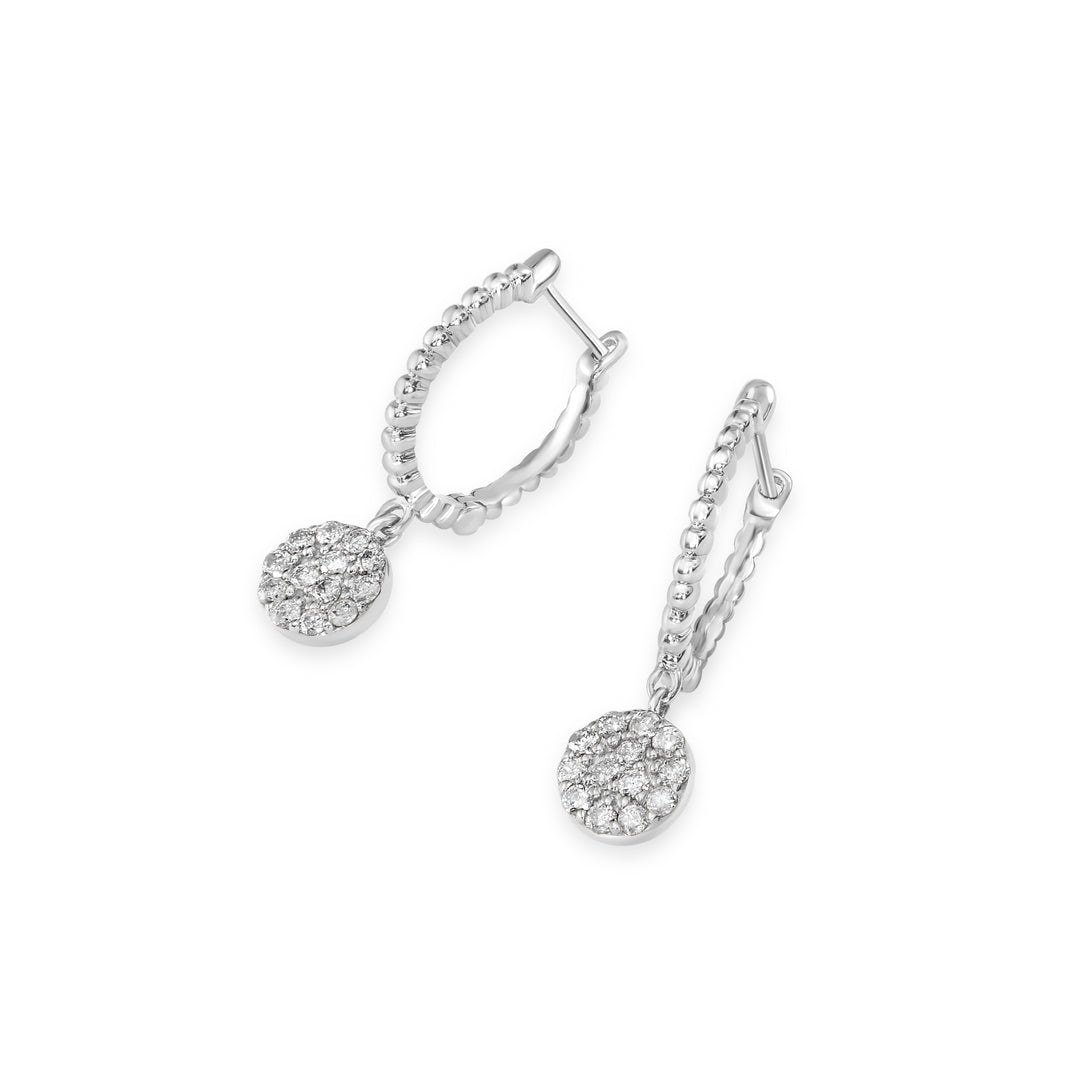 0.17 Cts White Diamond Dangle Earring in 14K White Gold