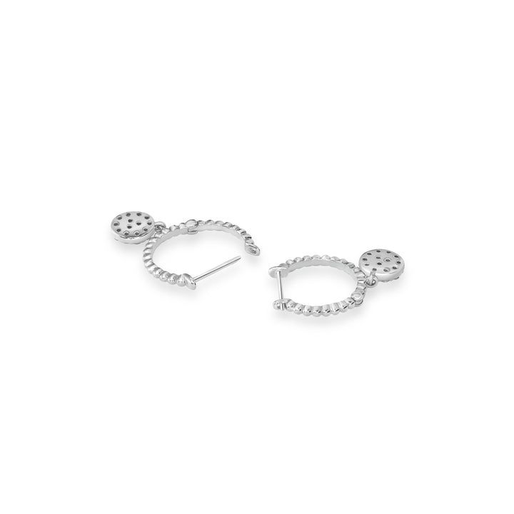 0.17 Cts White Diamond Dangle Earring in 14K White Gold