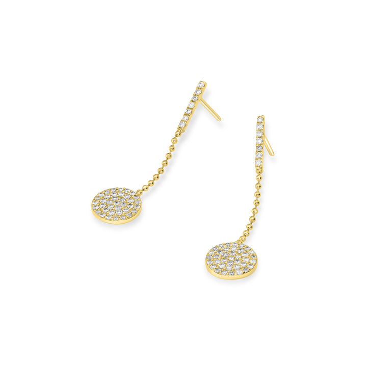 0.92 Cts White Diamond Dangle Earring in 14K Yellow Gold