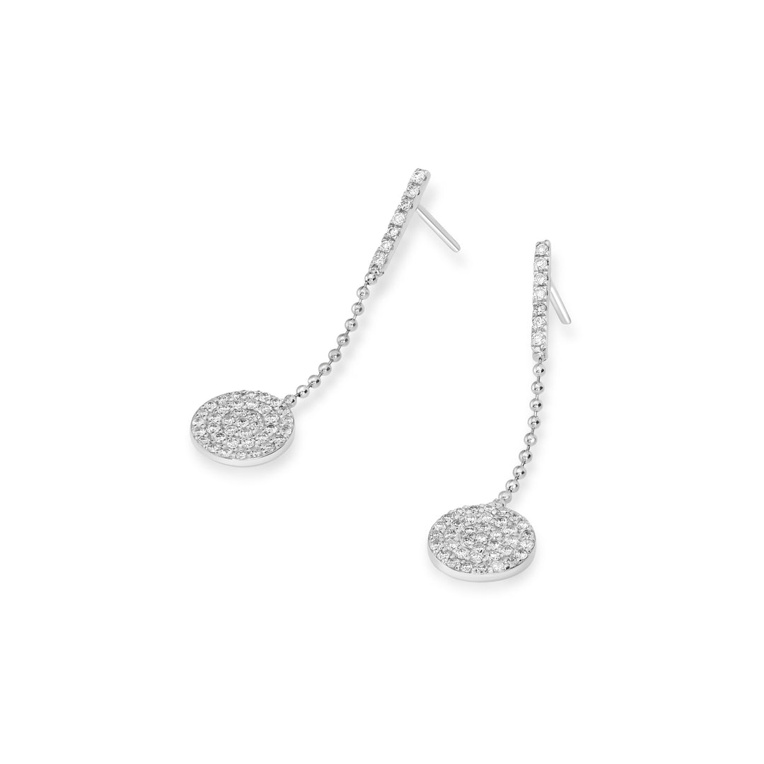 0.92 Cts White Diamond Dangle Earring in 14K White Gold