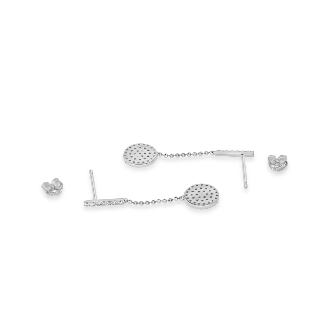 0.92 Cts White Diamond Dangle Earring in 14K White Gold